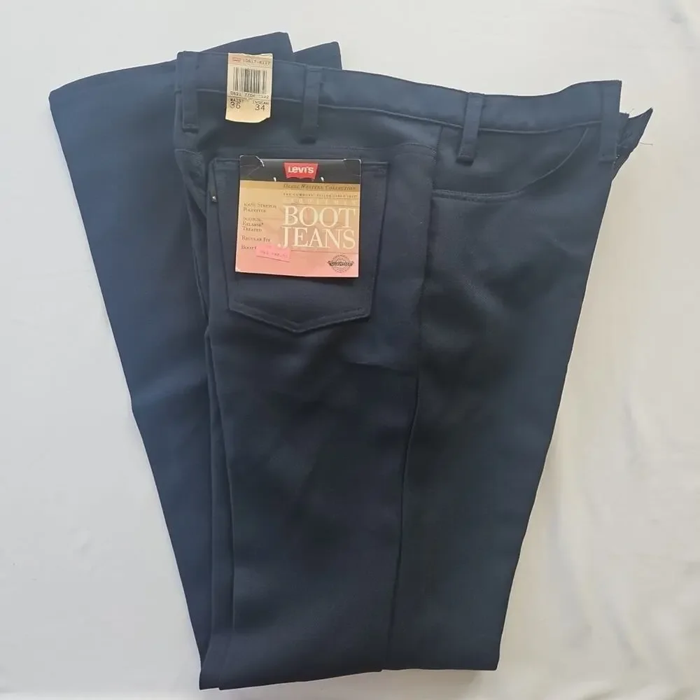 Vintage NOS 80’s Levi's 517 Saddleman Boot Cut Sta Prest Jeans Blue‎ 36x34 NEW